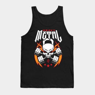 Heavy Metal (Kettlebell Skull Cross Barbell) Red Blaze Tank Top